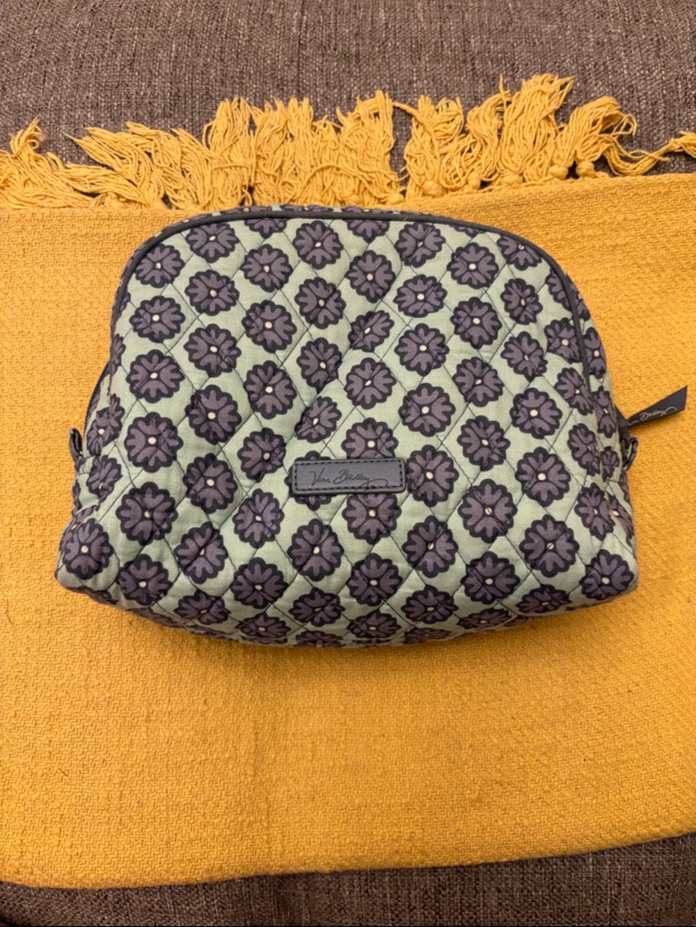 Vera Bradley Mint Green & Purple Quilted Cosmetic Case